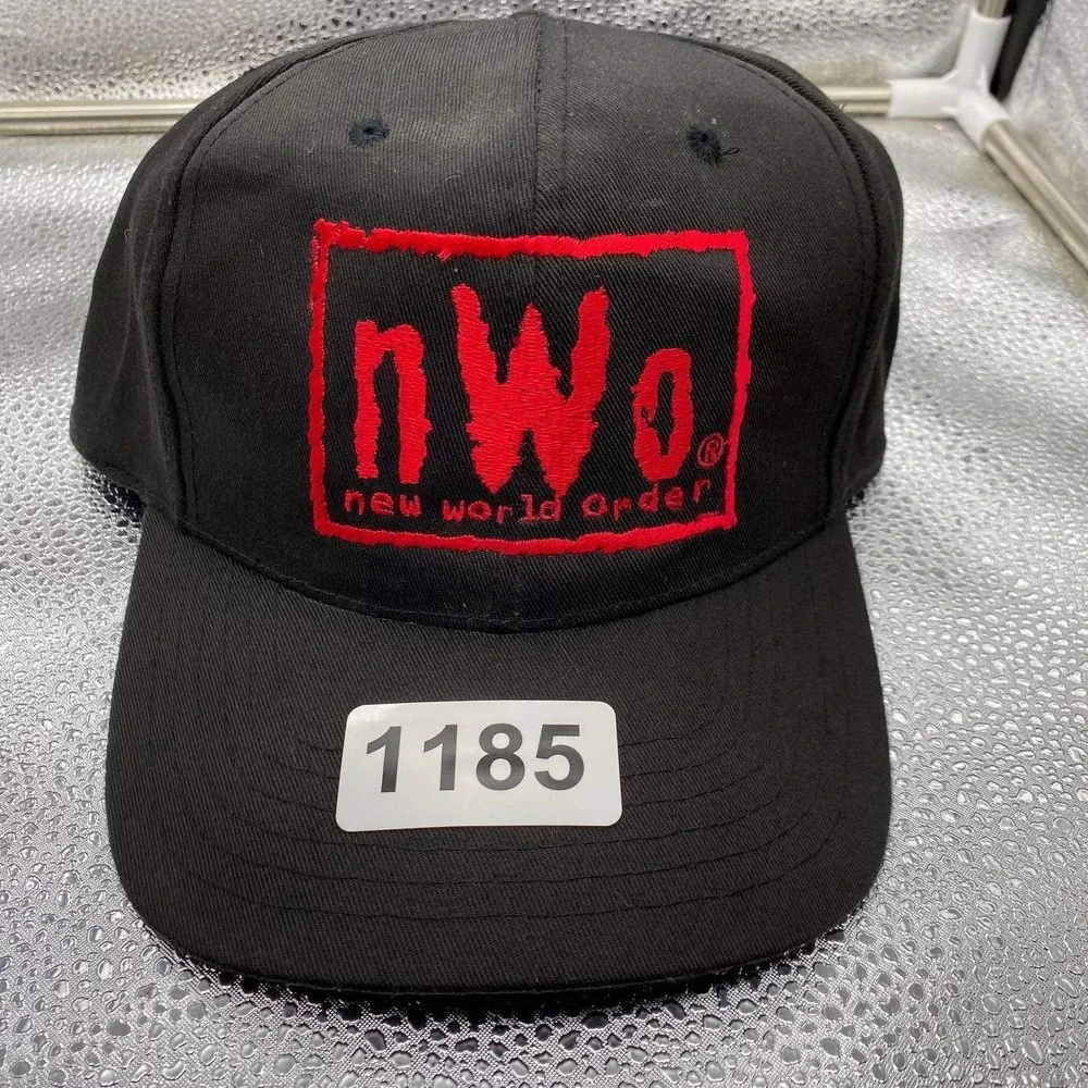 Vintage WCW nWo New World Order Hat Men OS Black Wolfpac Wrestling Snapback‎ Cap
